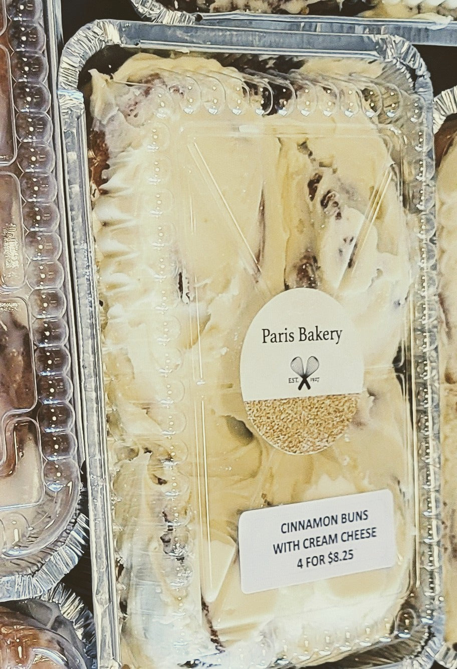 4pkg cinnamon buns with cream cheese icing- available Thursday - saturday