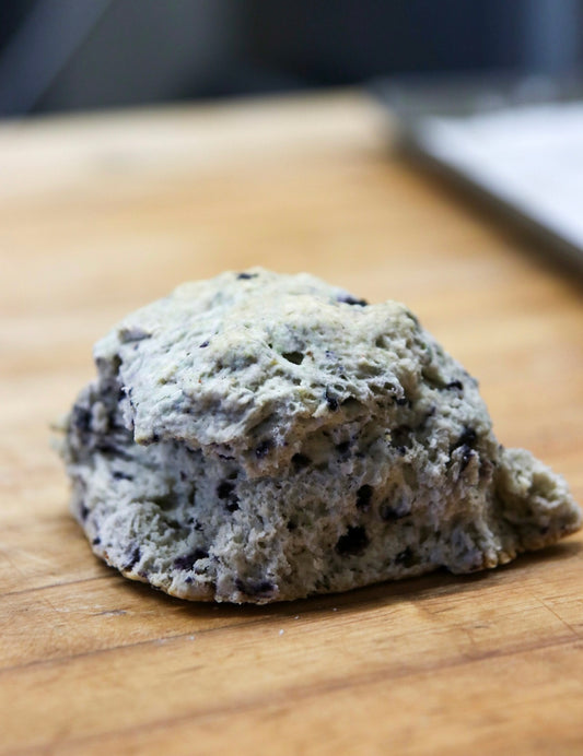 Lemon glazed blueberry tea biscuit