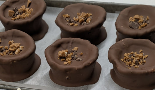 Plain Butter Tarts dipped in milk chocolate