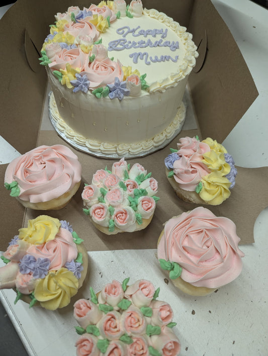 8" cake & 6 cupcakes combo