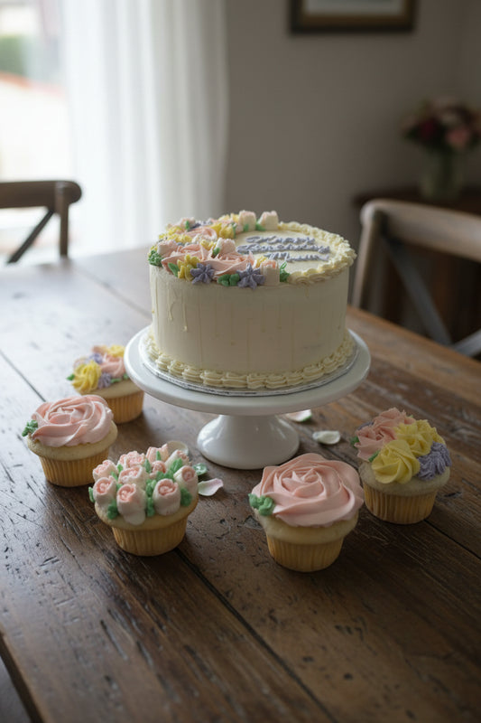 8" cake & 6 cupcakes combo