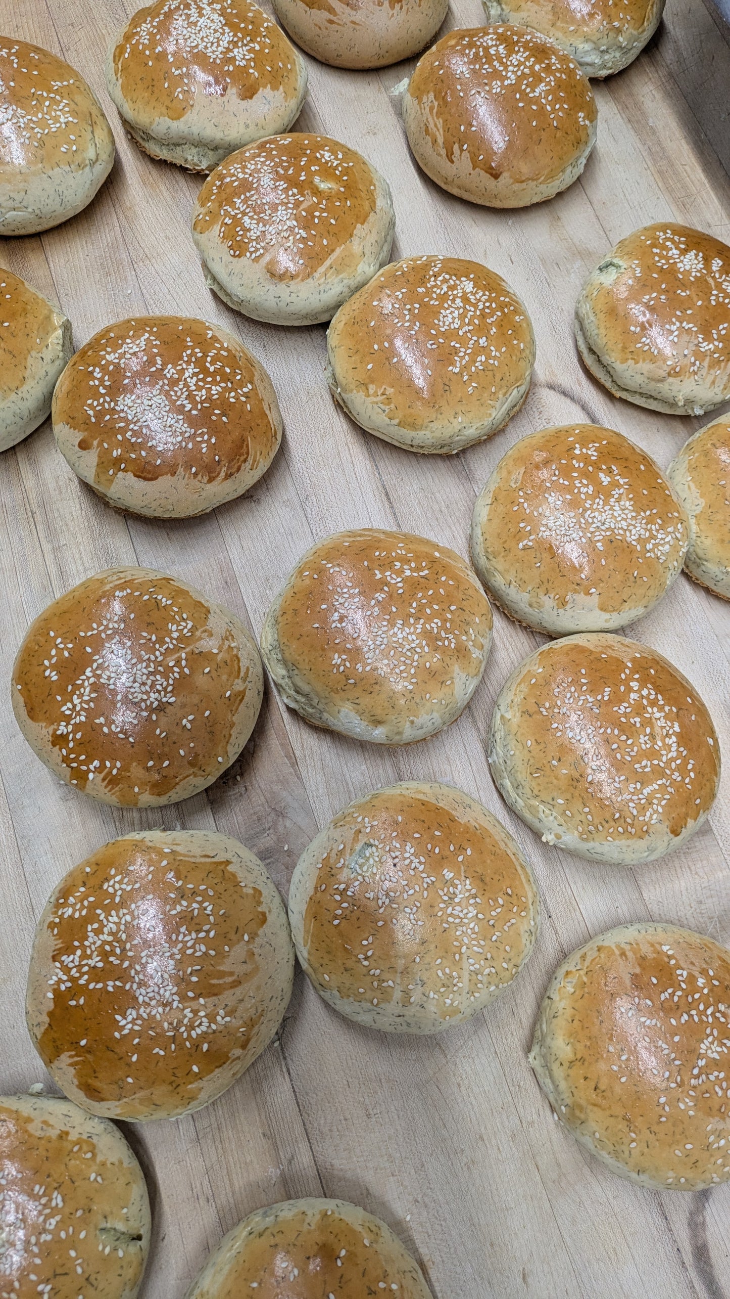 Vegan dill pickle brioche hamburger buns